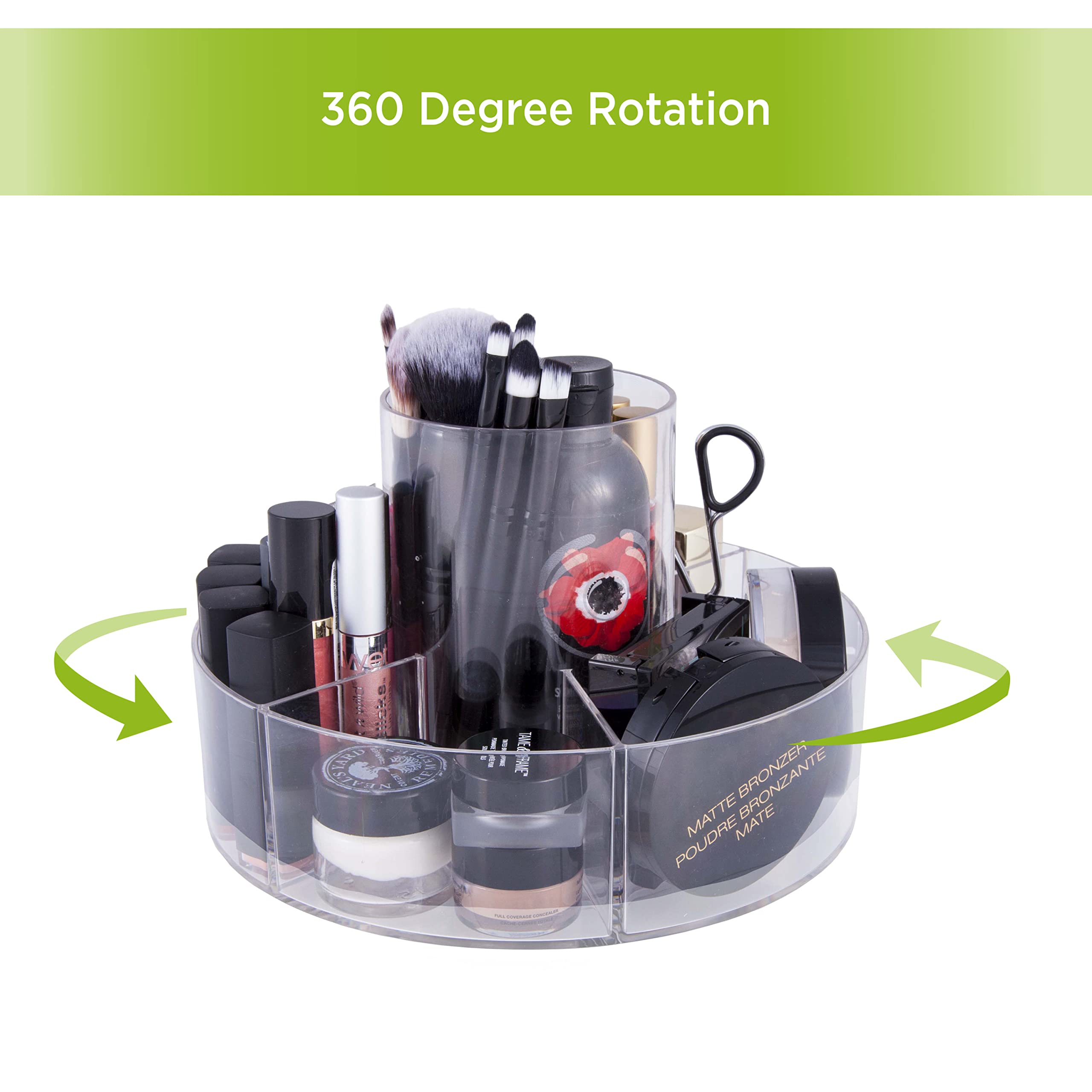Kenney Storage Made Simple 360 Rotating Countertop Organizer, 5 Compartment, Clear - Image 5