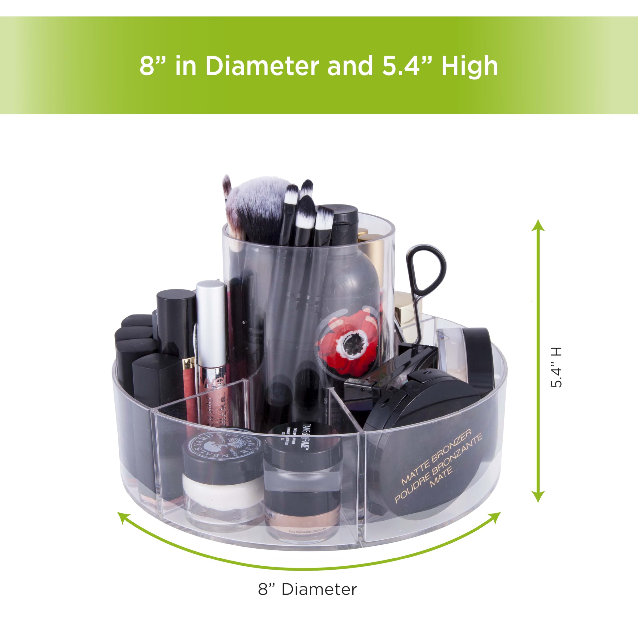 Kenney Storage Made Simple 360 Rotating Countertop Organizer, 5 Compartment, Clear - Image 6