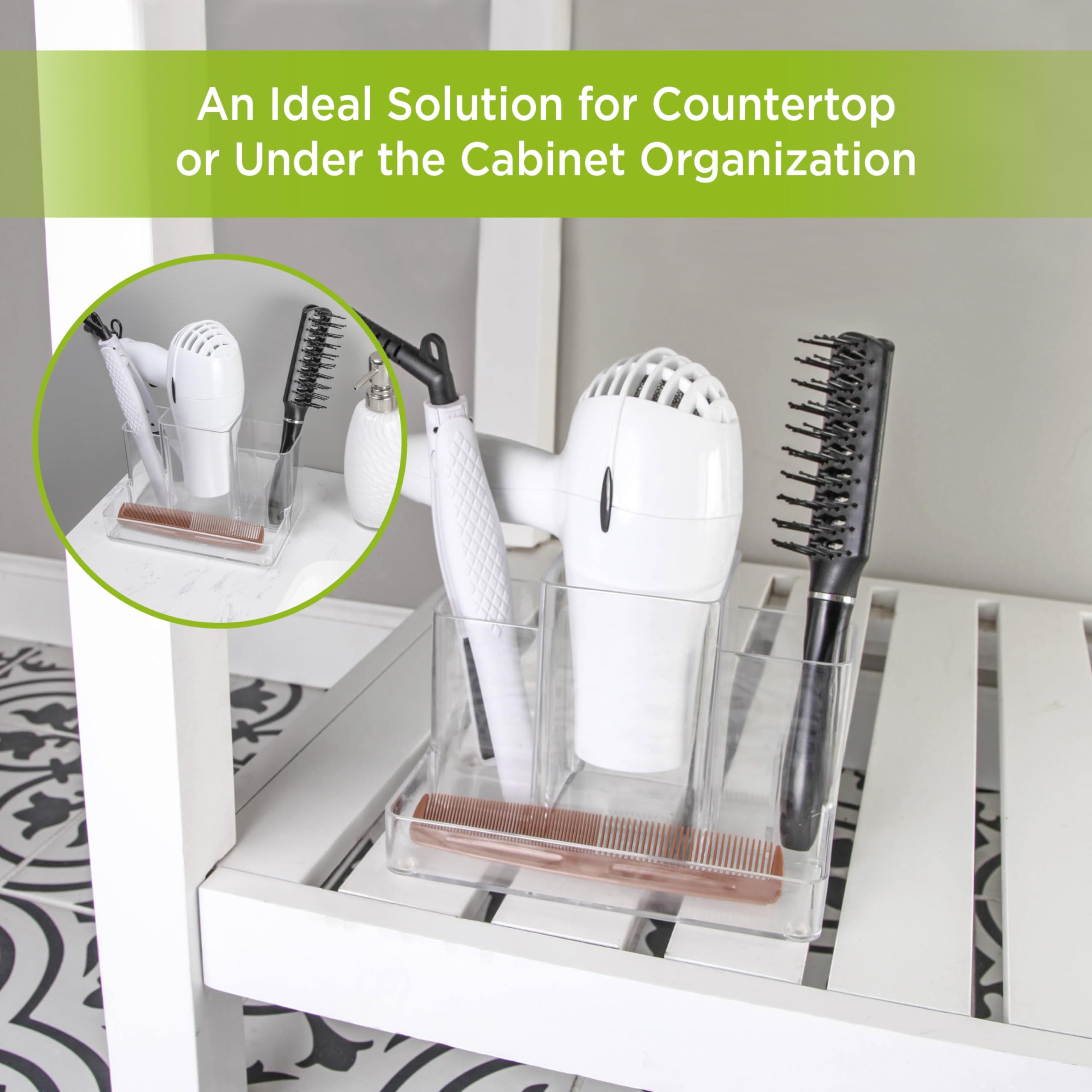 Kenney Storage Made Simple Bathroom Countertop Hair Care Center Organizer, Clear - Image 3