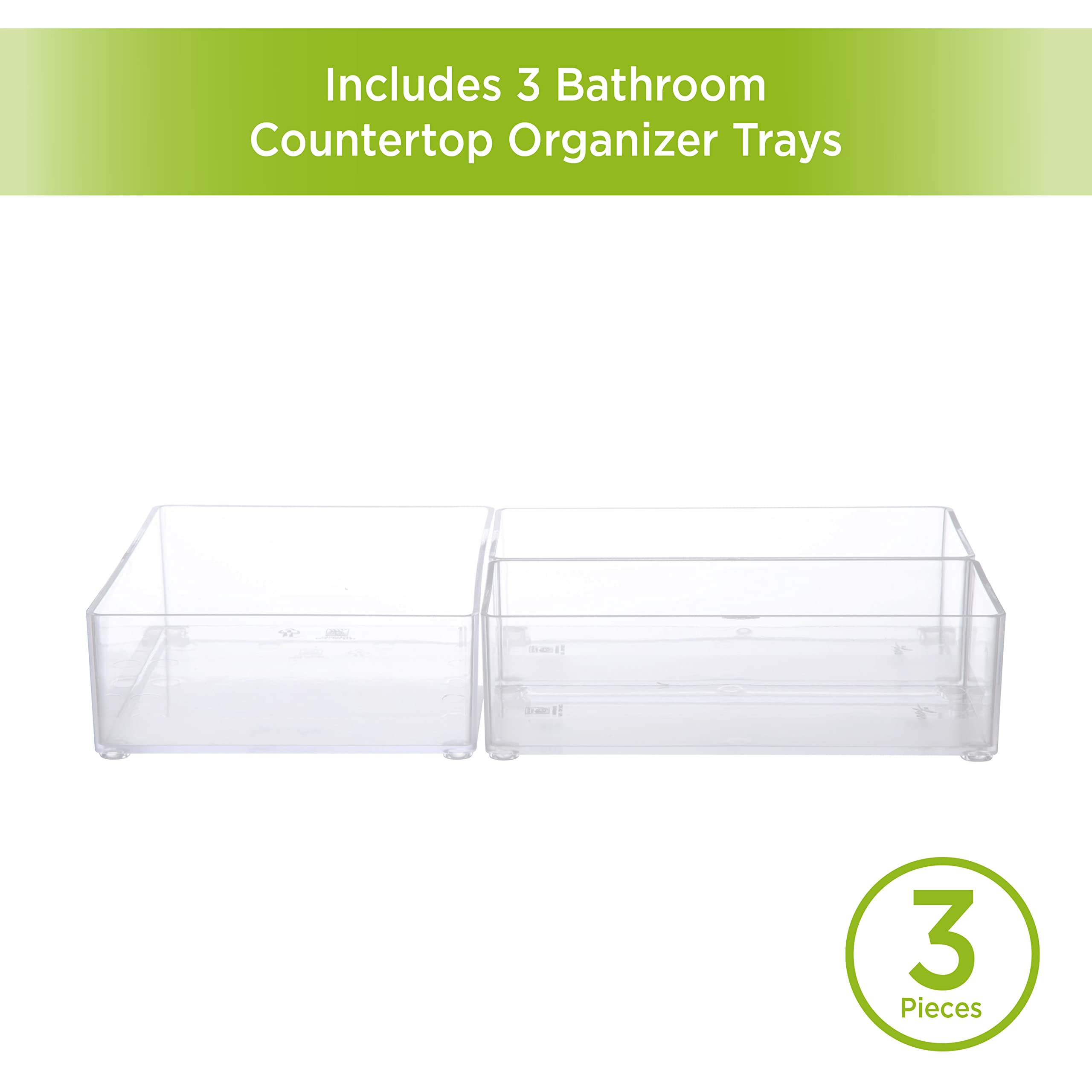 Kenney Storage Made Simple Bathroom Countertop Organizer Tray Set, Set of 3, Clear - Image 3