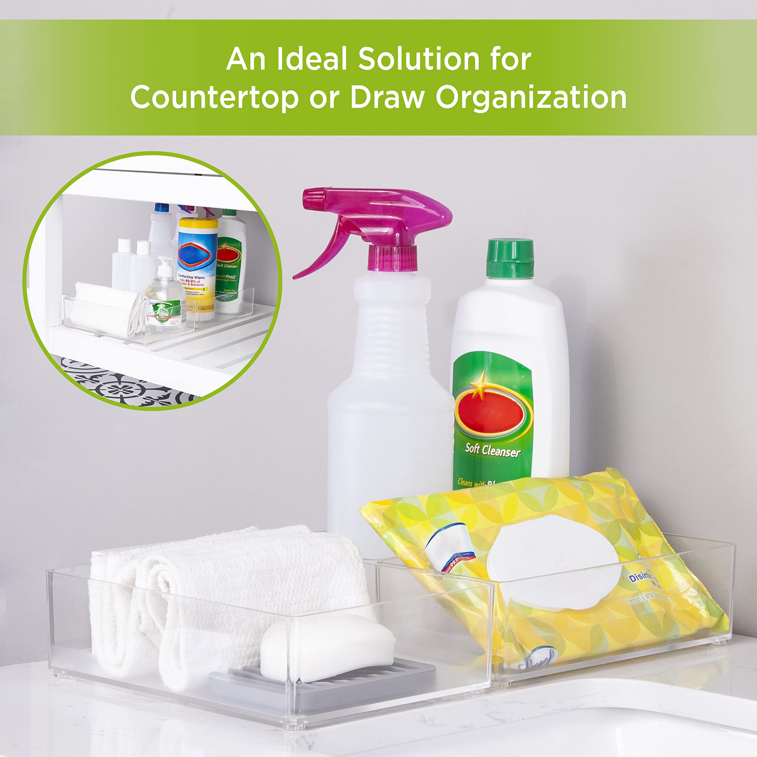 Kenney Storage Made Simple Bathroom Countertop Organizer Tray Set, Set of 3, Clear - Image 4