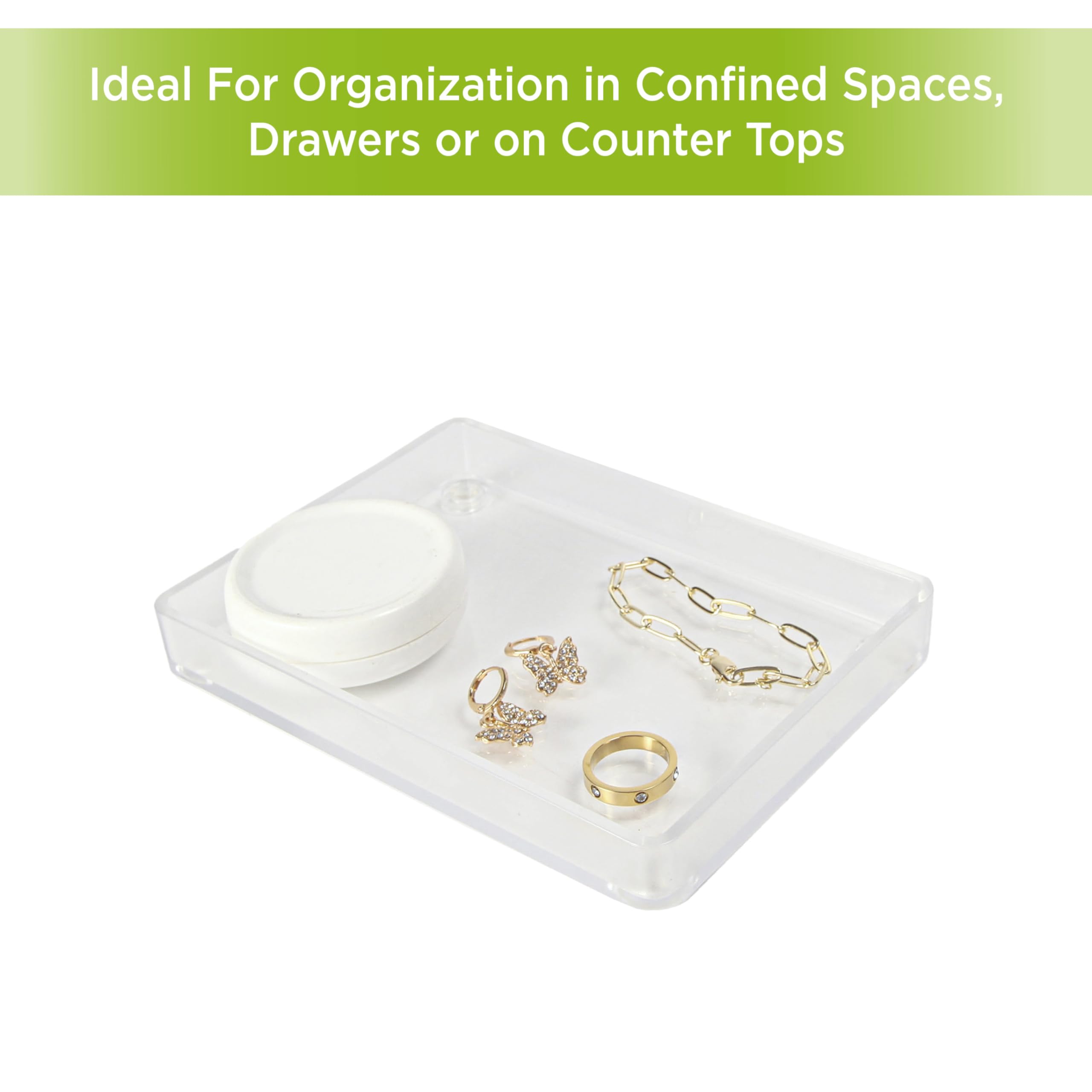 Kenney Storage Made Simple Countertop Trinket and Jewelry Tray, Clear, - Image 3