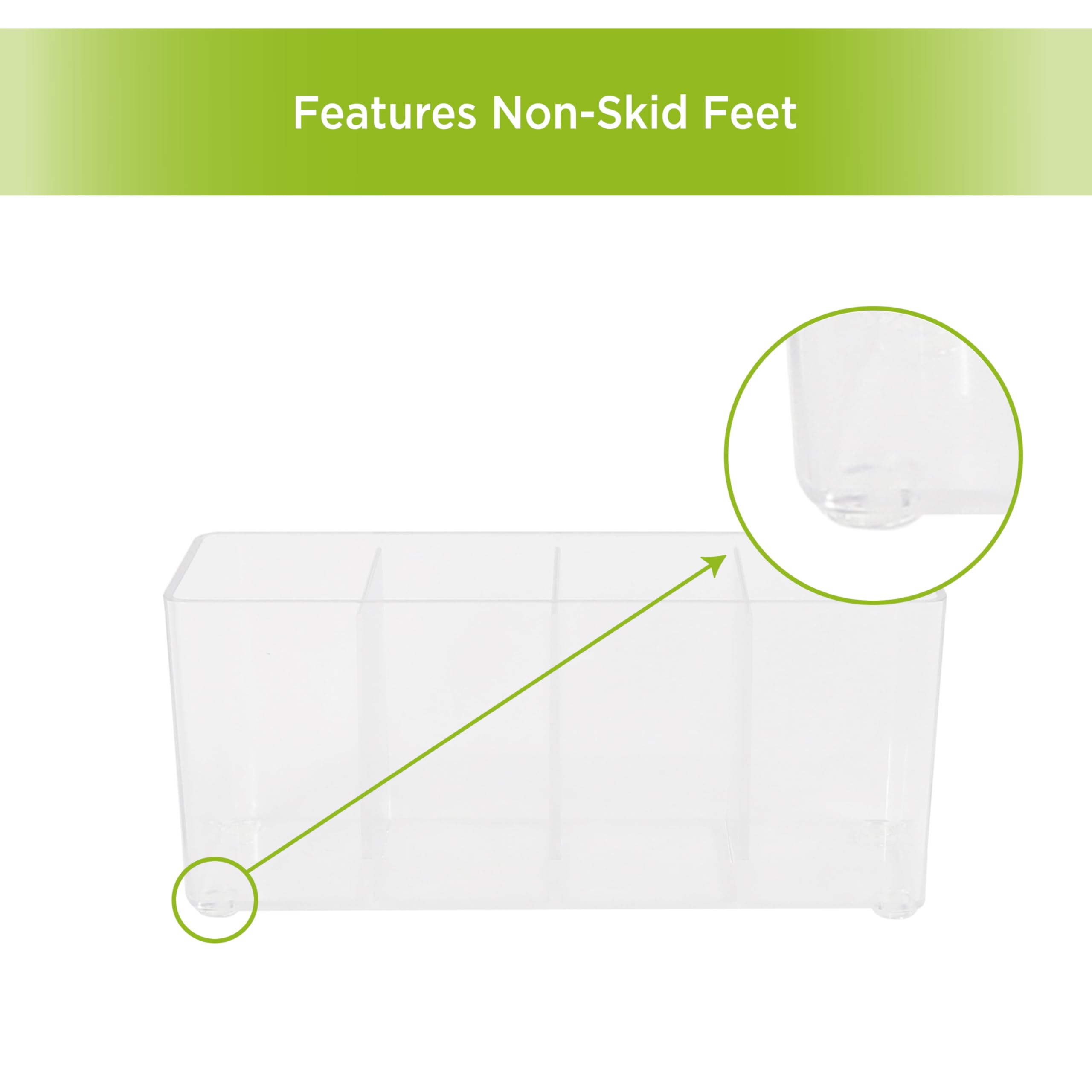 Kenney Storage Made Simple Drawer Organizer Bin, 4 Compartments, Clear - Image 6