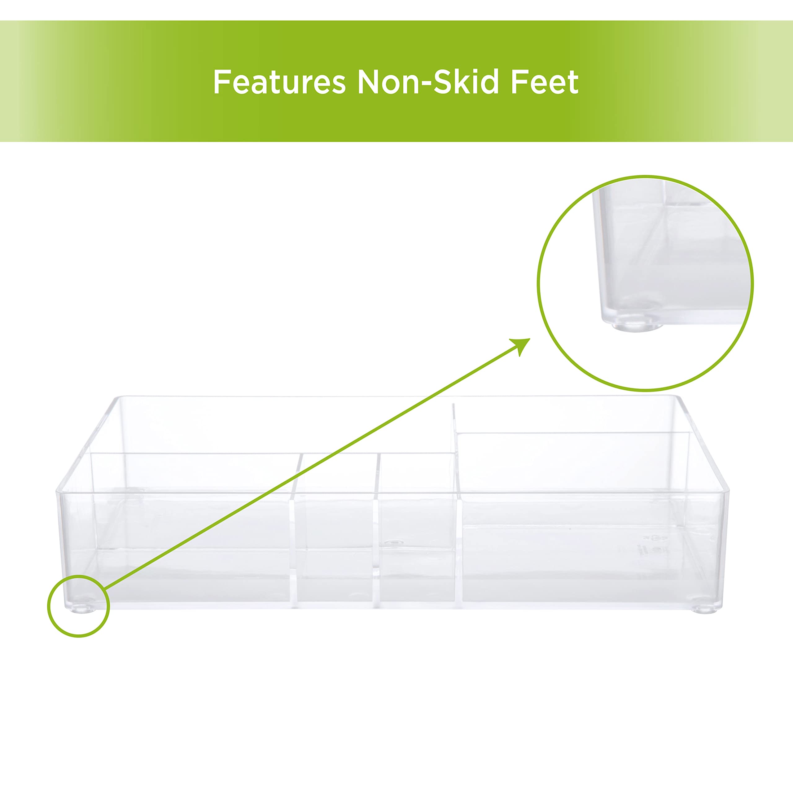 Kenney Storage Made Simple Drawer Organizer Tray, 6 Compartments, Clear - Image 6