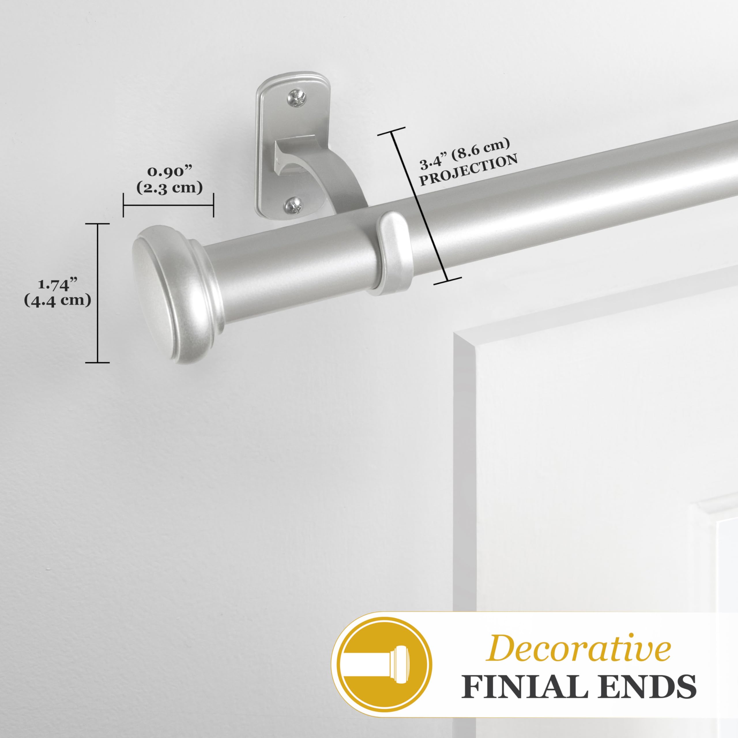 Kenney Weaver Cap End Indoor/Outdoor Brushed Nickel Silver Curtain Rod, Adjustable 37 to 72 Inch Rod for Windows and Patio - Image 6