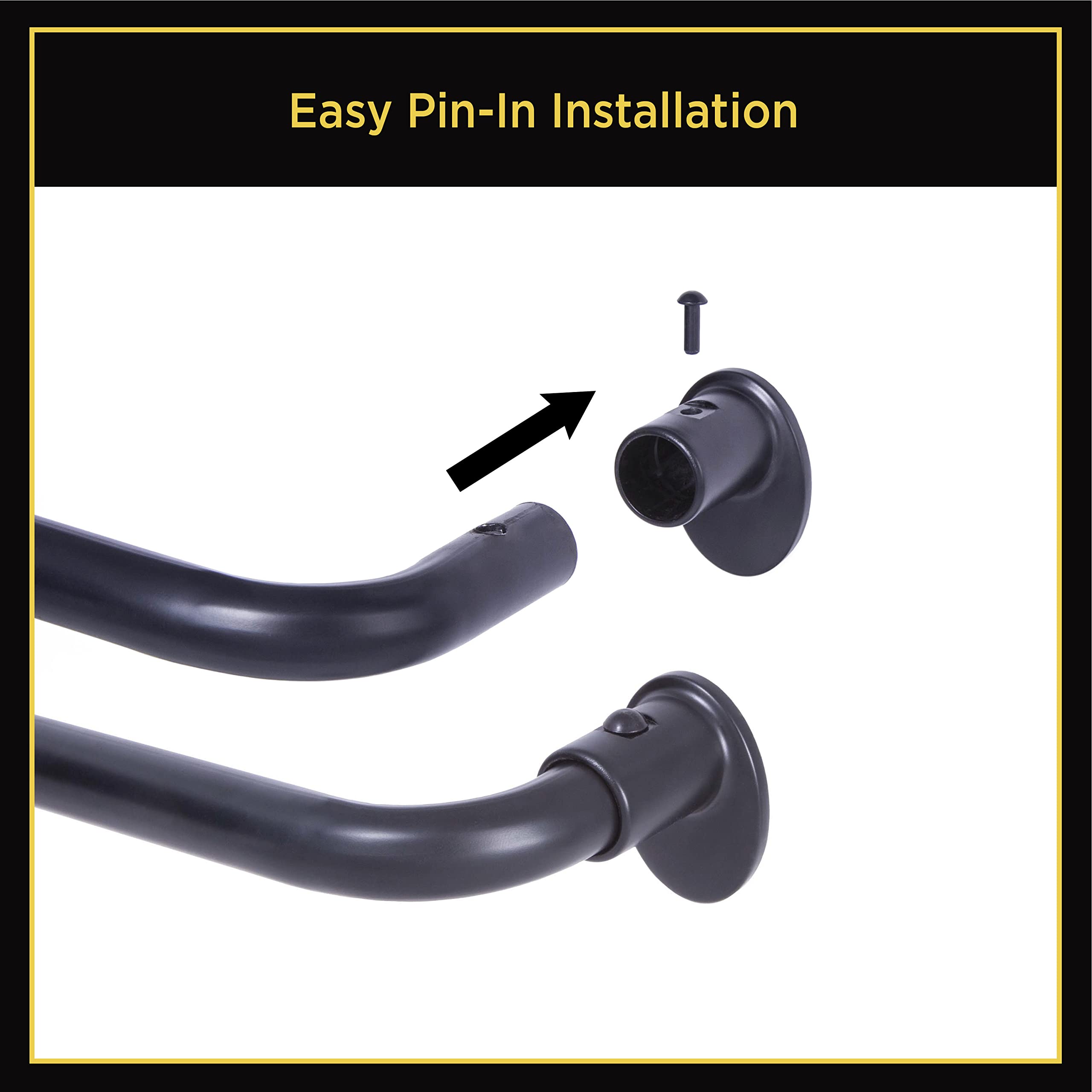 Lunar KL79230 Complete Blackout Room Darkening Wrap Around Curtain Rod, 28-48" Adjustable Length, Black Finish, 5/8" Diameter Steel Tube - Image 4