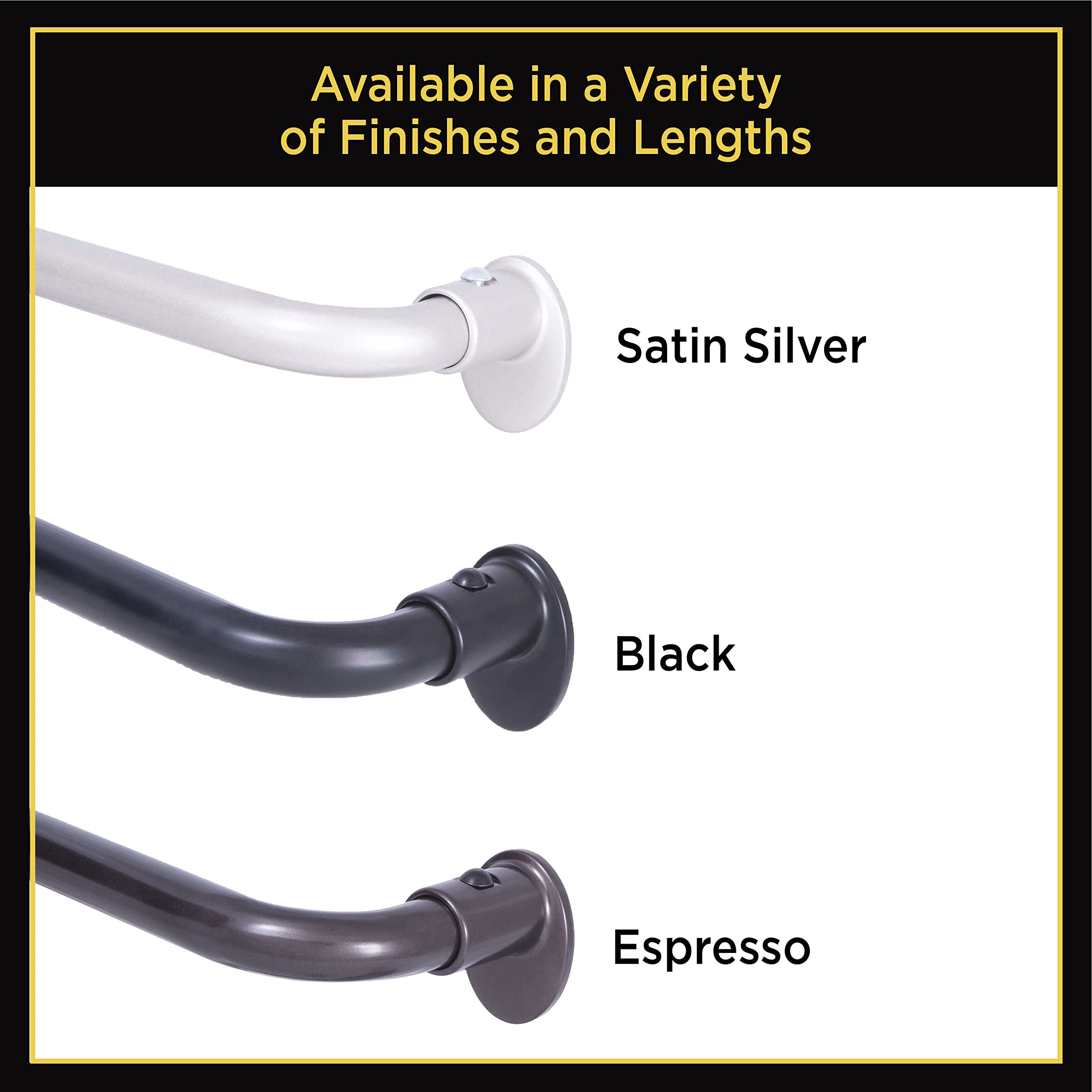 Lunar KL79230 Complete Blackout Room Darkening Wrap Around Curtain Rod, 28-48" Adjustable Length, Black Finish, 5/8" Diameter Steel Tube - Image 7