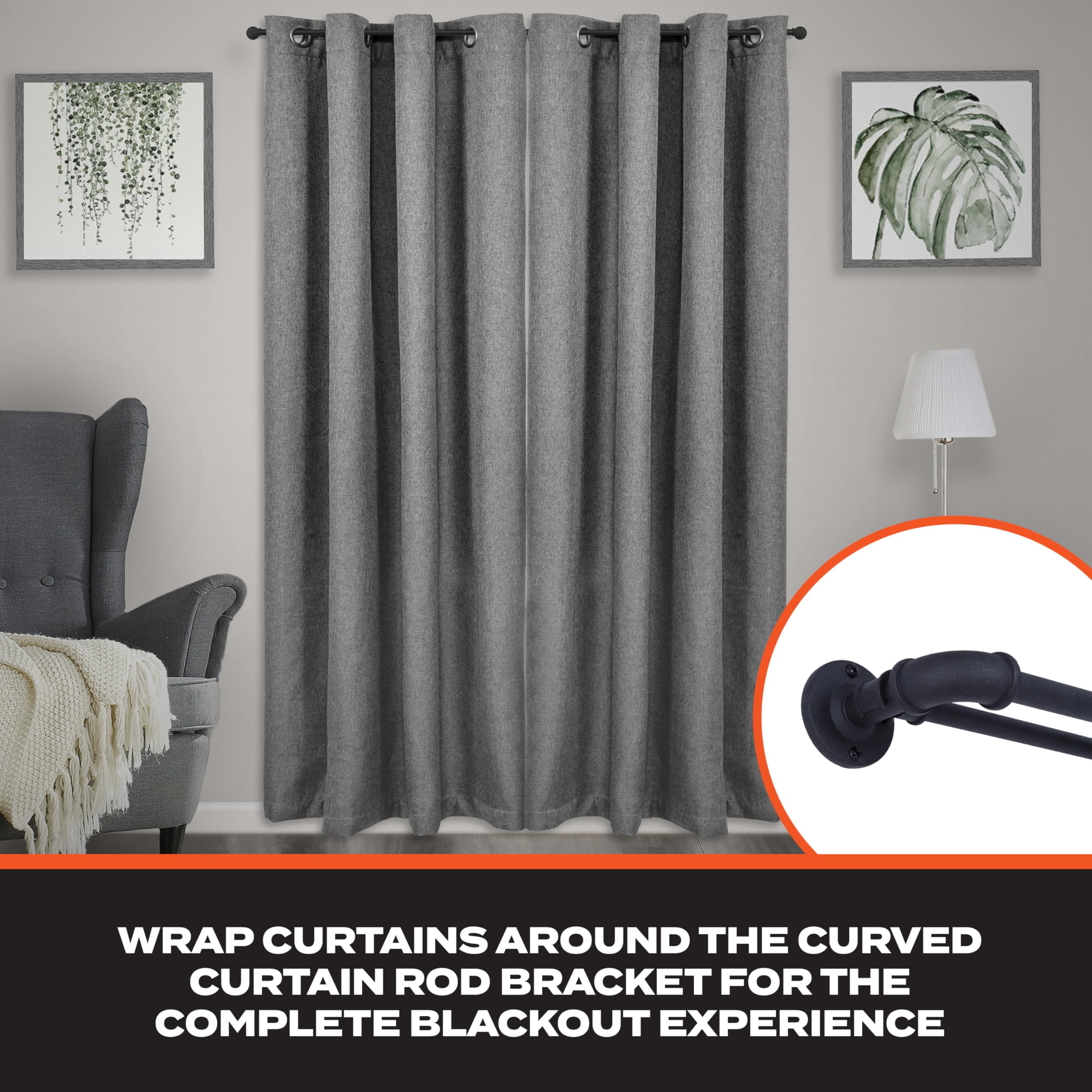 Sun Zero – Bronn Double Curtain Rod, Industrial Pipe Wraparound Design, Durable Textured Steel for Indoor/Outdoor Use, 3/4" & 5/8" Diameter, Adjustable 36–66", Matte Black - Image 4
