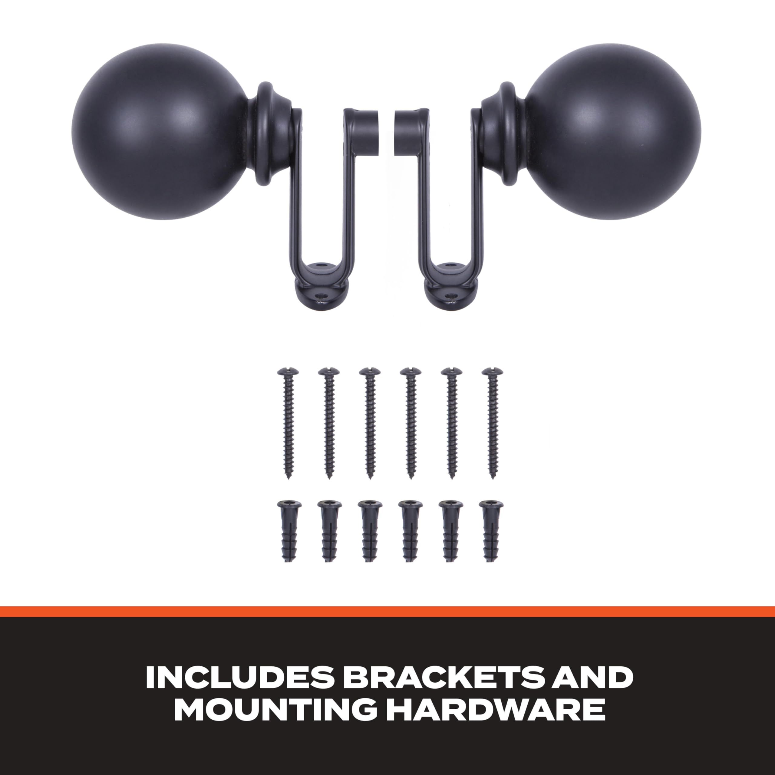 Sun Zero SN45045 Philip Ball End Blackout Room Darkening Wrap Around Decorative Curtain Rod, 36-66" Adjustable Length, Matte Black Finish, 3/4" Diameter Steel Tube - Image 6