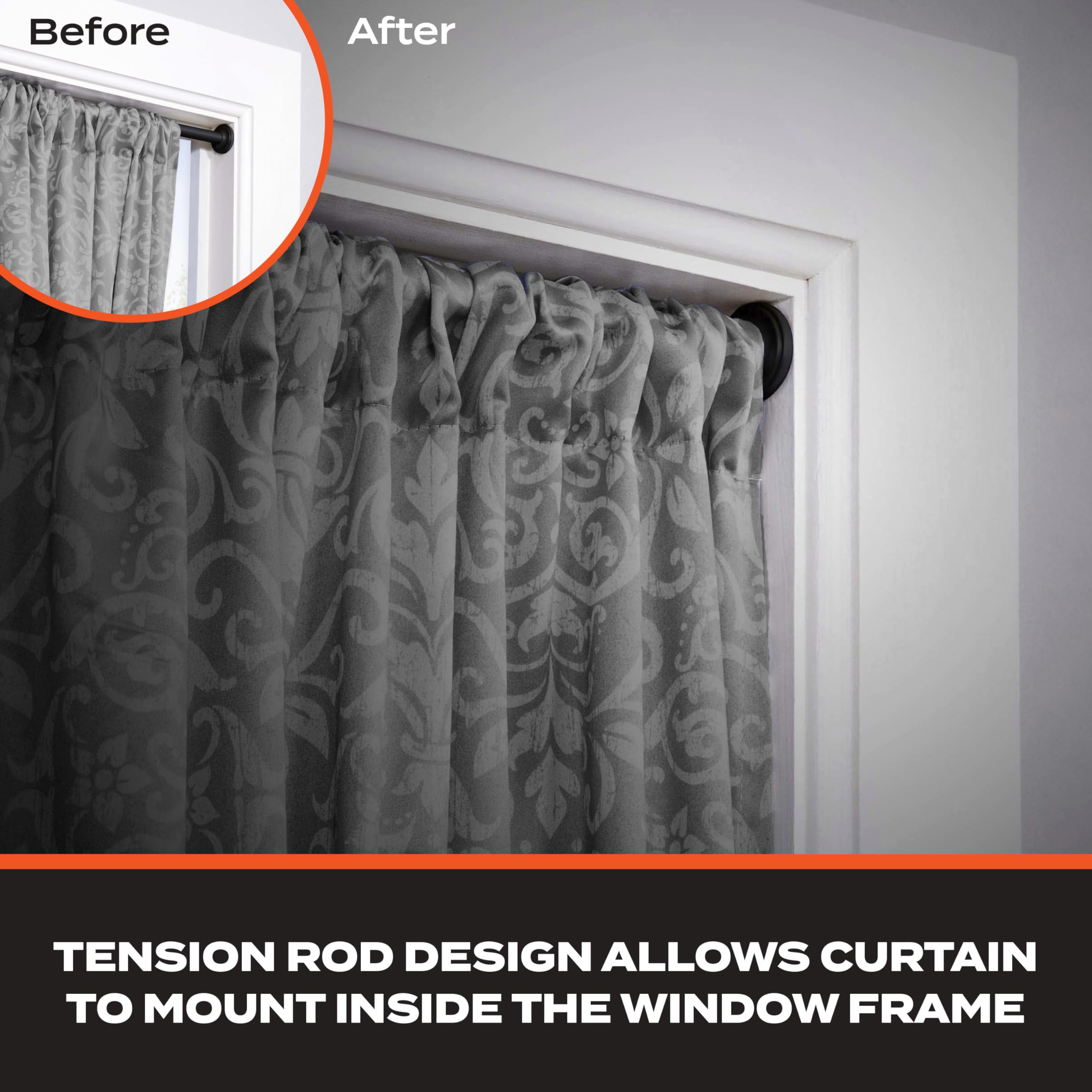 Sun Zero SN45055 Blackout Room Darkening Tension Rod, 28-60" Adjustable Length, Black Finish, 5/8" Diameter Steel Tube - Image 3