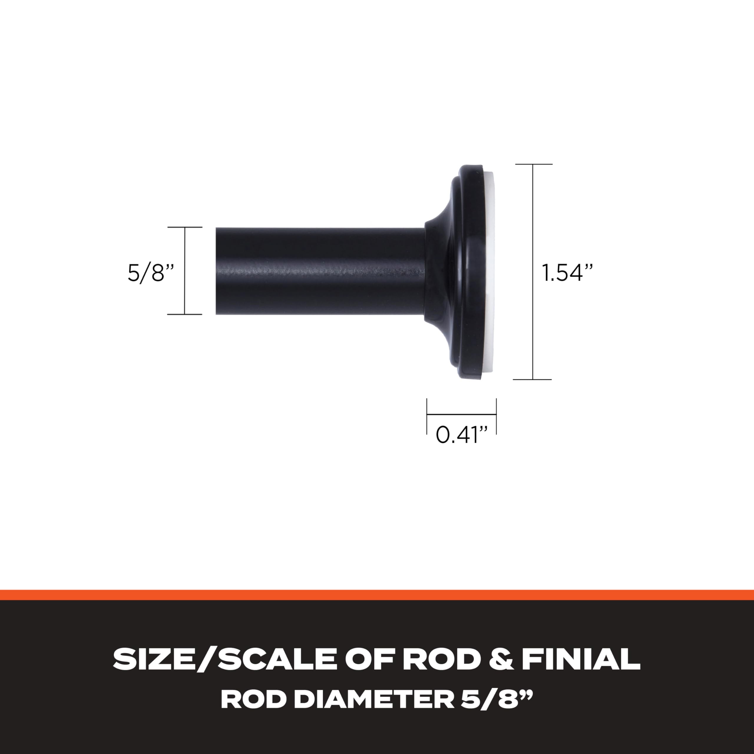 Sun Zero SN45055 Blackout Room Darkening Tension Rod, 28-60" Adjustable Length, Black Finish, 5/8" Diameter Steel Tube - Image 6