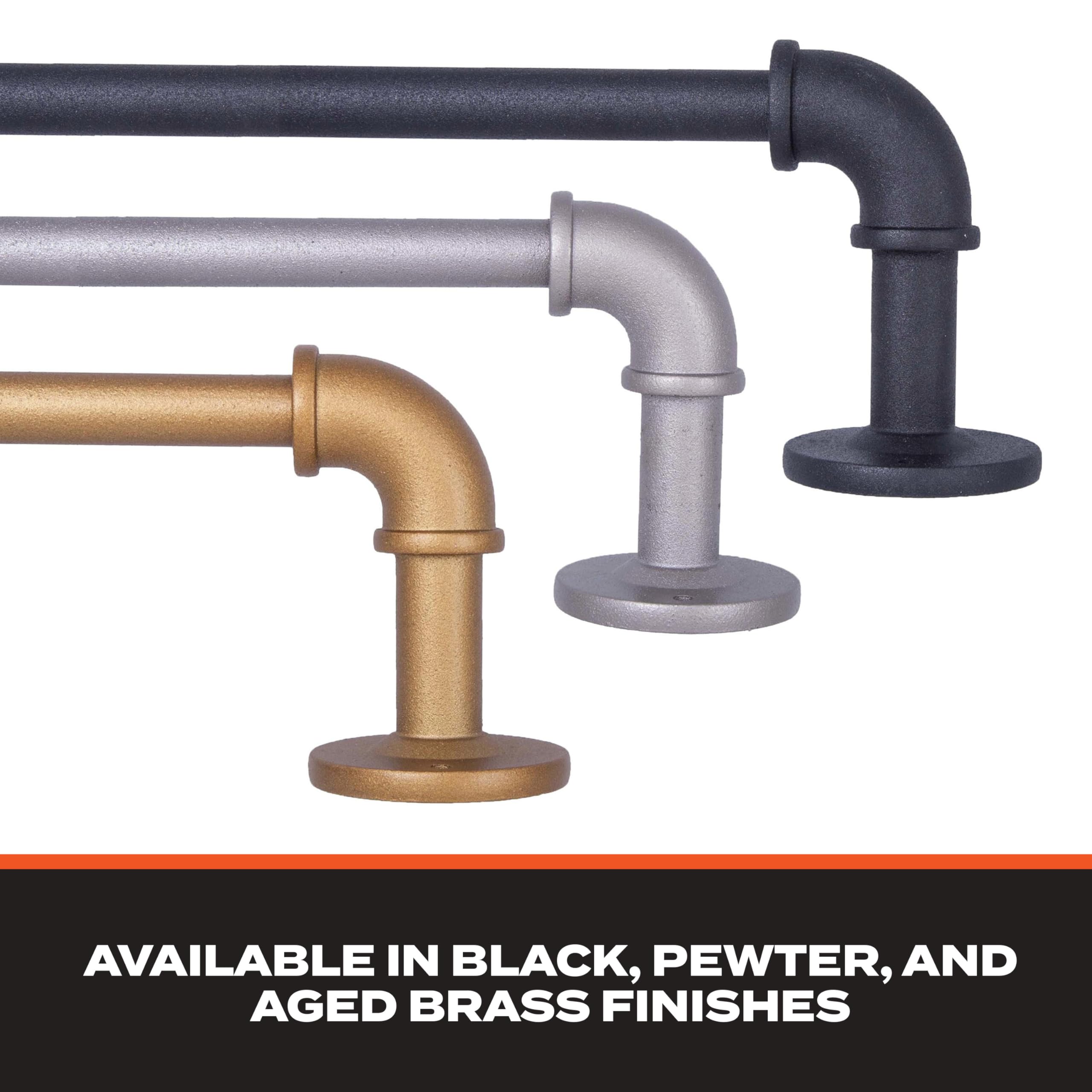 Sun Zero SN47071 Bronn Industrial Pipe Blackout Wrap Around Curtain Rod, 36-66" Adjustable Length, Polished Pewter Finish, 3/4" Diameter Textured Steel Tube - Image 10