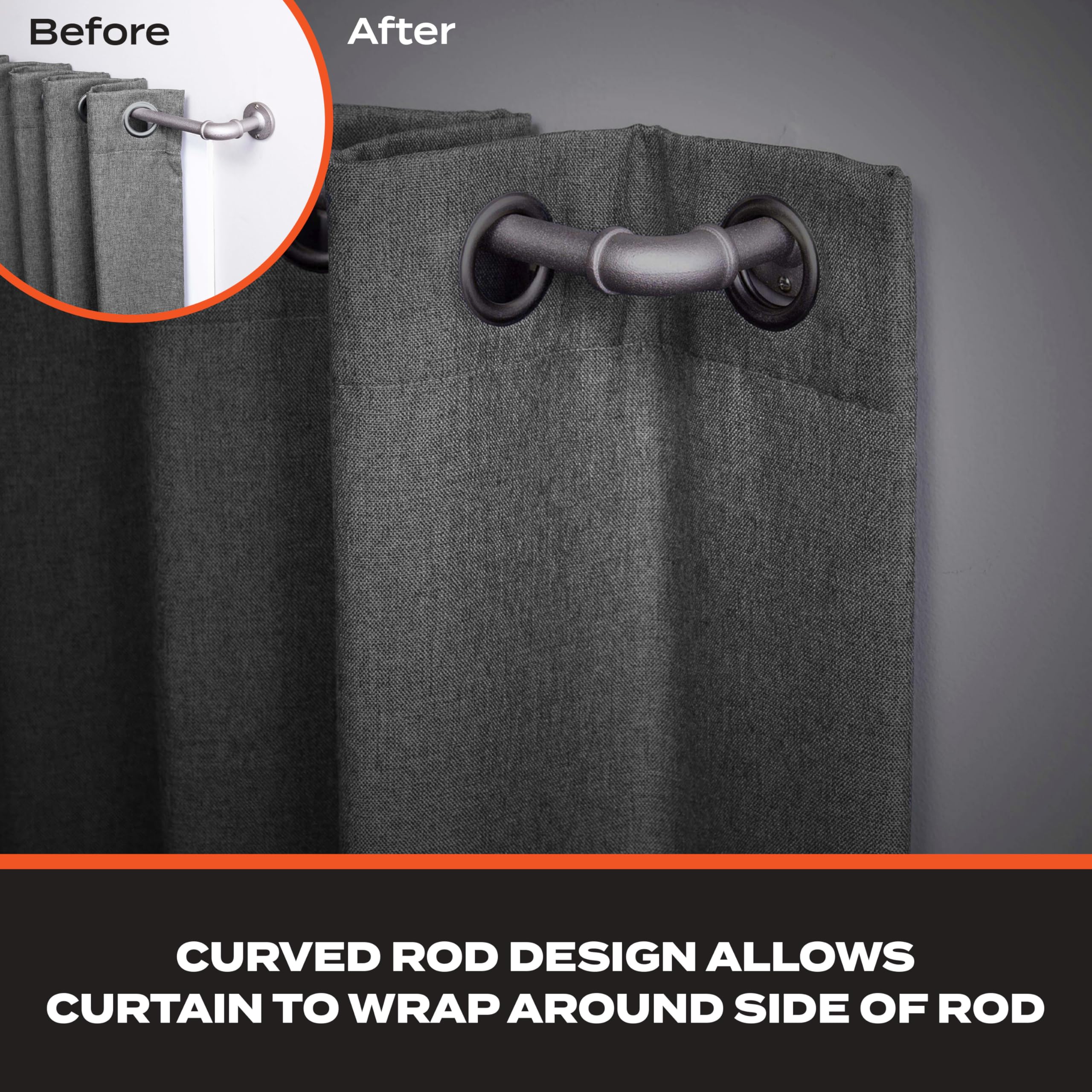 Sun Zero SN47071 Bronn Industrial Pipe Blackout Wrap Around Curtain Rod, 36-66" Adjustable Length, Polished Pewter Finish, 3/4" Diameter Textured Steel Tube - Image 3