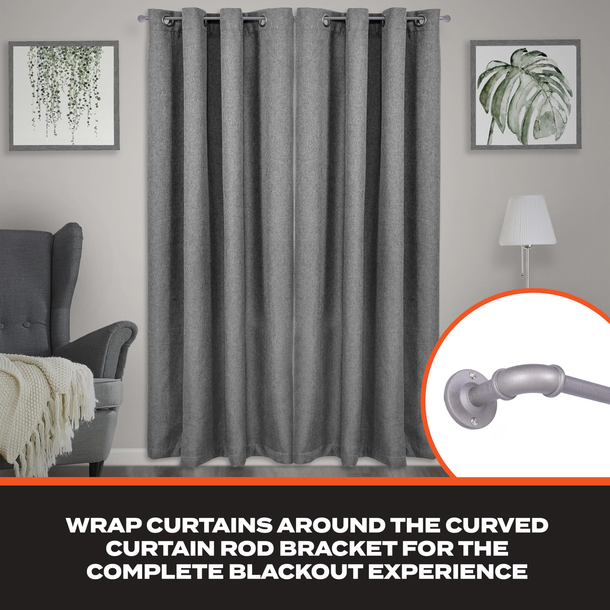 Sun Zero SN47071 Bronn Industrial Pipe Blackout Wrap Around Curtain Rod, 36-66" Adjustable Length, Polished Pewter Finish, 3/4" Diameter Textured Steel Tube - Image 4