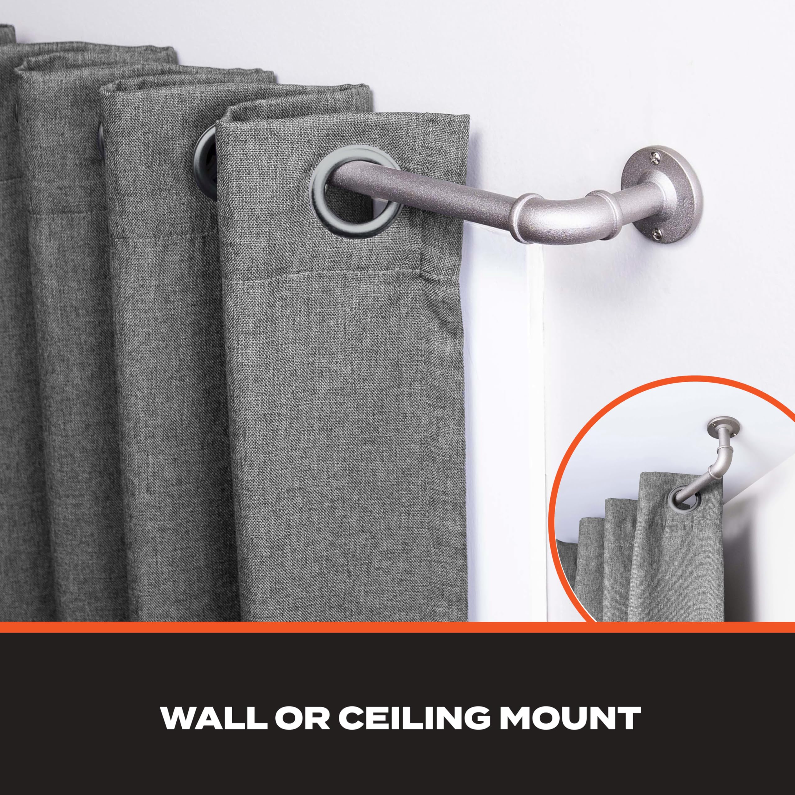 Sun Zero SN47071 Bronn Industrial Pipe Blackout Wrap Around Curtain Rod, 36-66" Adjustable Length, Polished Pewter Finish, 3/4" Diameter Textured Steel Tube - Image 5