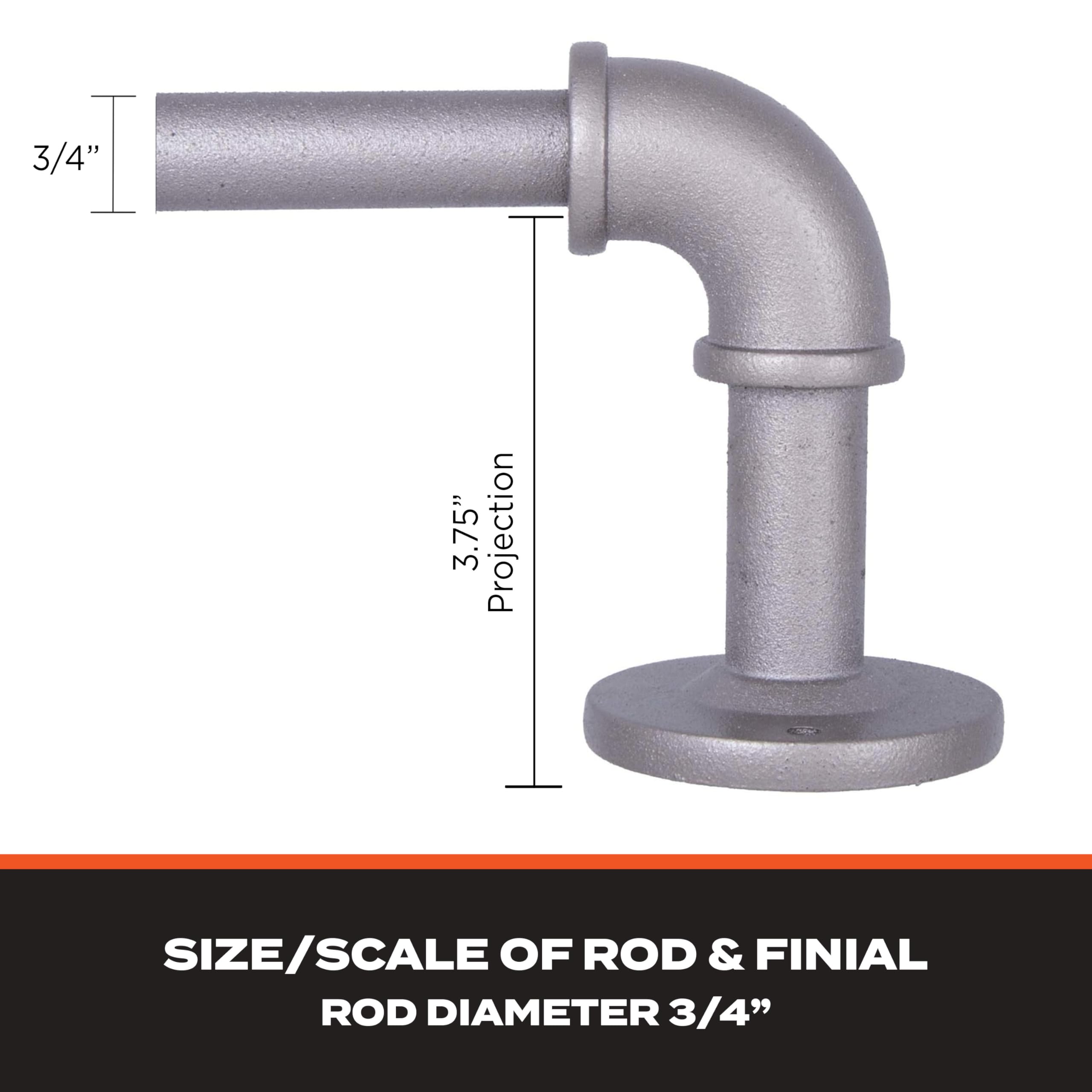 Sun Zero SN47071 Bronn Industrial Pipe Blackout Wrap Around Curtain Rod, 36-66" Adjustable Length, Polished Pewter Finish, 3/4" Diameter Textured Steel Tube - Image 6