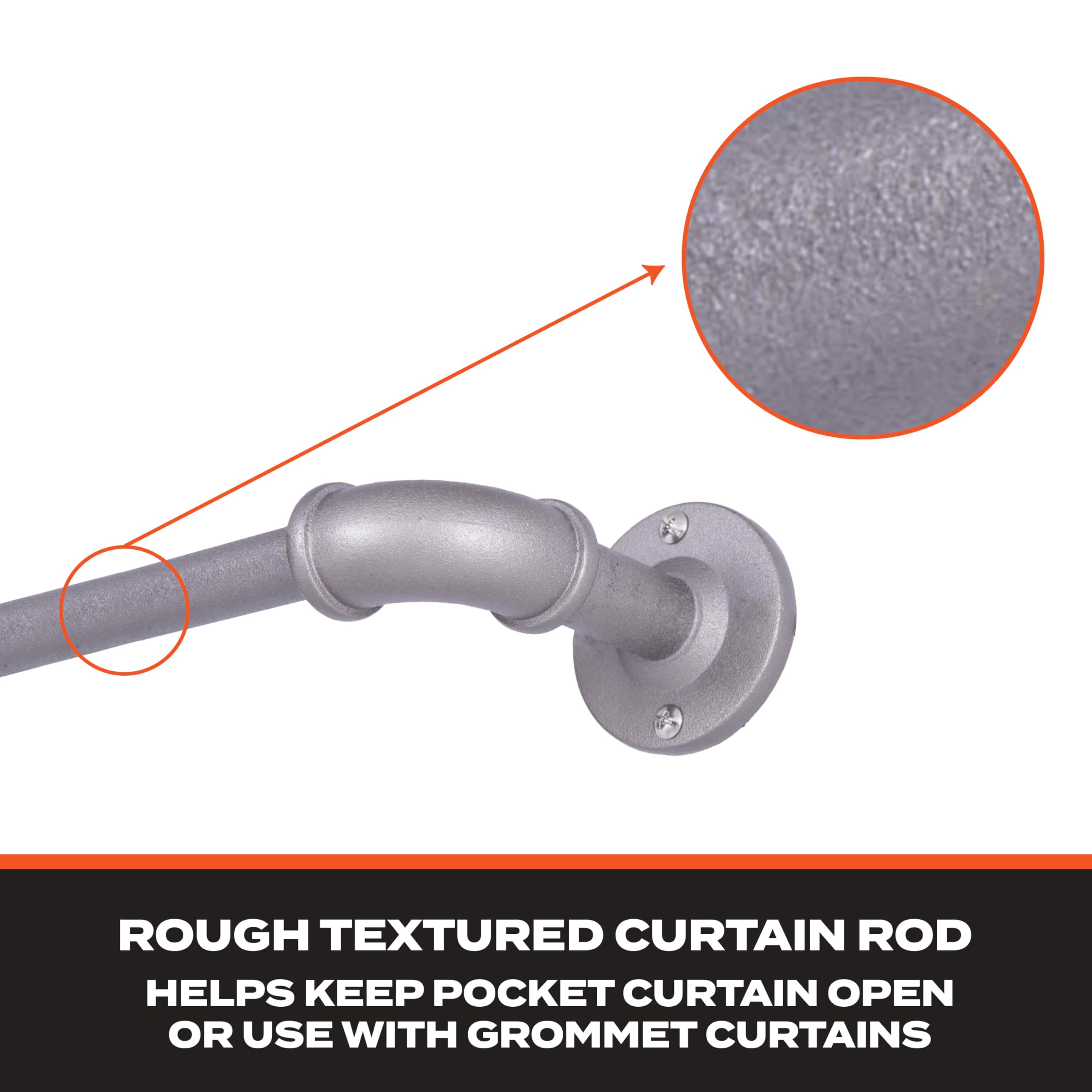 Sun Zero SN47071 Bronn Industrial Pipe Blackout Wrap Around Curtain Rod, 36-66" Adjustable Length, Polished Pewter Finish, 3/4" Diameter Textured Steel Tube - Image 9